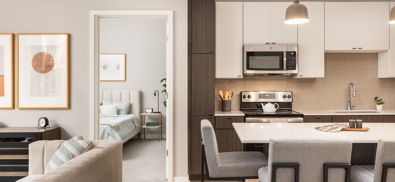 Illuminated Spaces for the Soul View of kitchen and bedroom